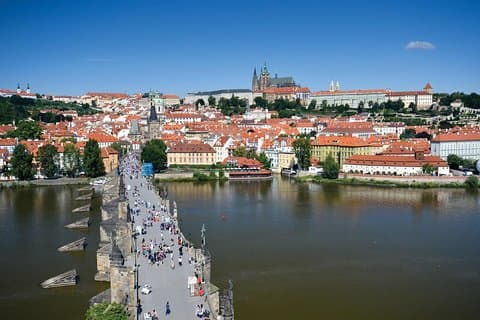 View of Charles Bridge from the bridge tower