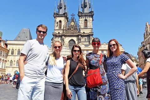 Tour clients on the Old Town Square