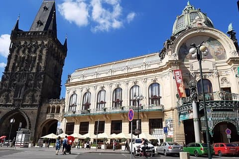 Municipal House, an Art Nouveau jewel, and Gothic Powder Tower in Prague