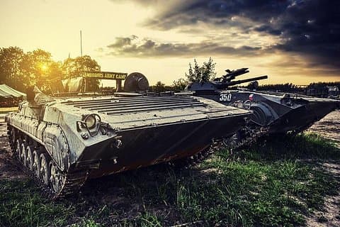 Tank driving Prague