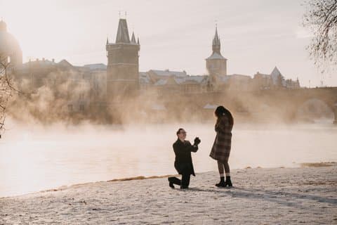 Surprise proposal photographer in Prague - engagement photoshoot