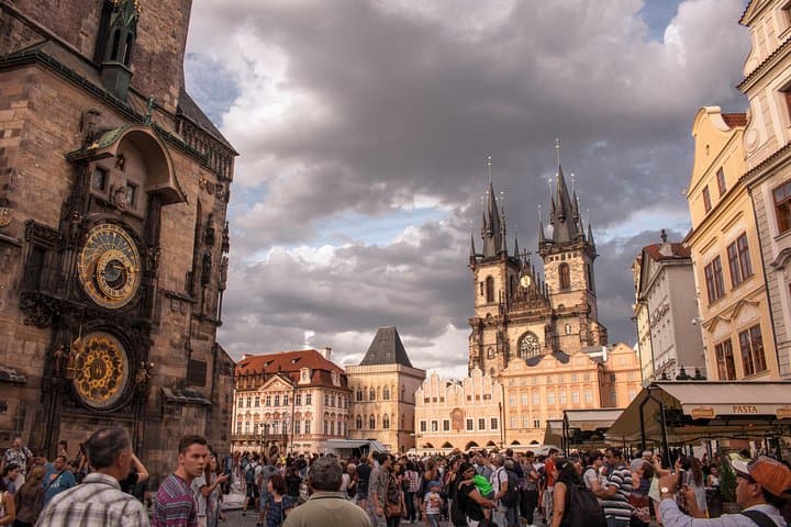 Amazing Old Town Square with famous Astronomical Clock
