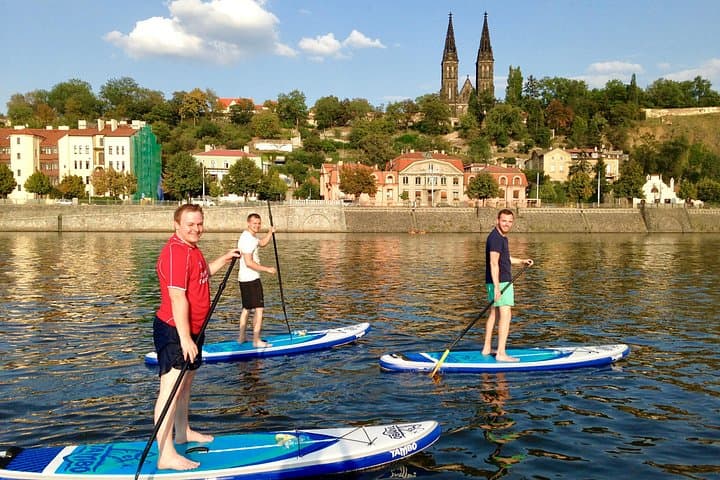 Stand-Up Paddleboarding on the Vltava River in Prague