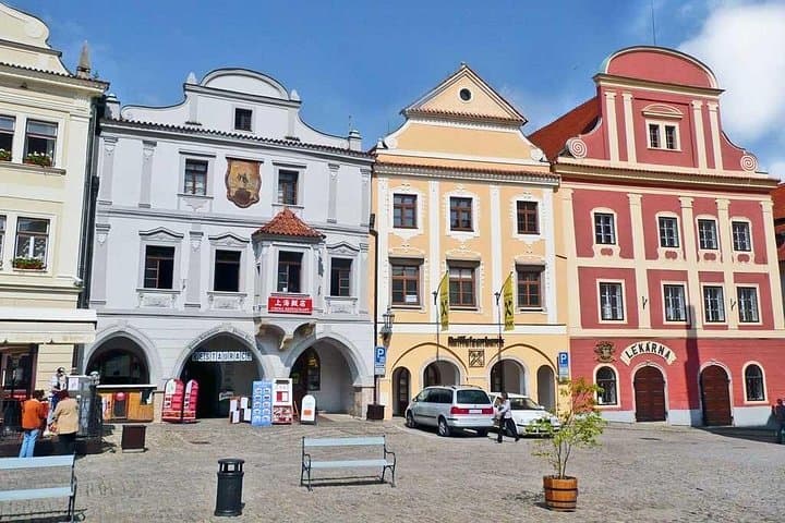 The colorful Old Town Square of Cesky Krumlov
