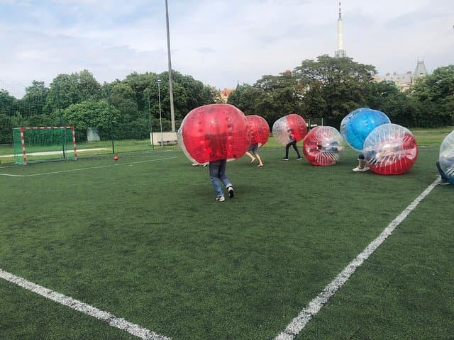 Bubble football city center of Prague