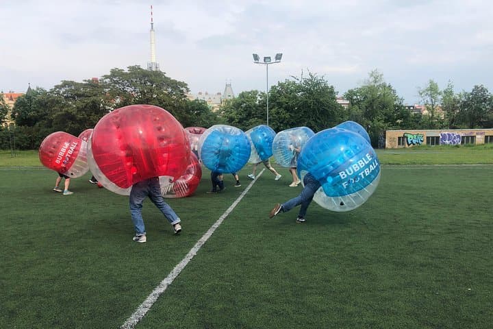 Bubble football city center of Prague