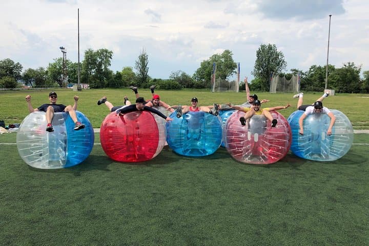 Bubble football city center of Prague