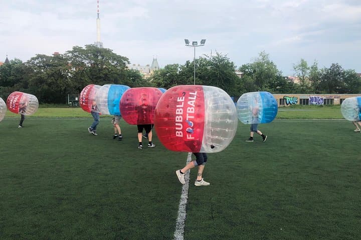 Bubble football city center of Prague