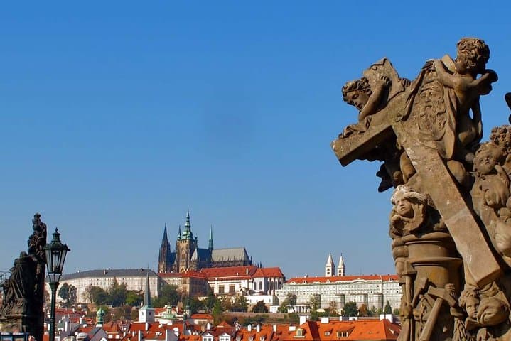 The majestic Prague castle as seen from the Charles bridge