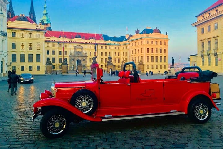 Kutná Hora Medieval Town in Vintage Cabrio car