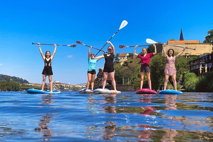 Stand-Up Paddleboarding on the Vltava River in Prague