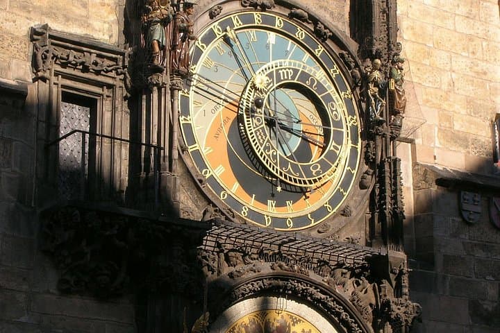 A close-up of the Prague Astronomical Clock, one of the highlights of the Old Town of Prague