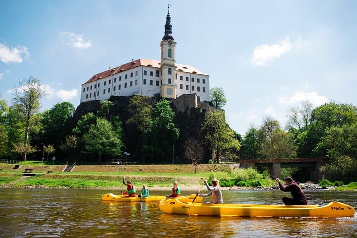A unique view of the Děčín chateau from the river