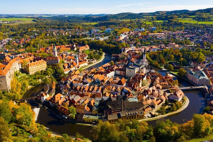 Panoramic to the City and the Meander of the Vltava River
