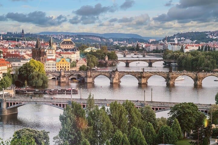 A postcard-perfect view from Letná Park across the city of a hundred spires.