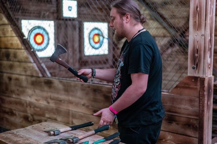 Axe Throwing in a Unique Cyberpunk Venue in Prague