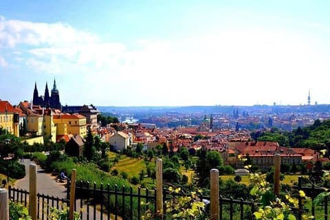 Fantastic lookout from the spot next to the Strahov Monastery at panorama of Prague