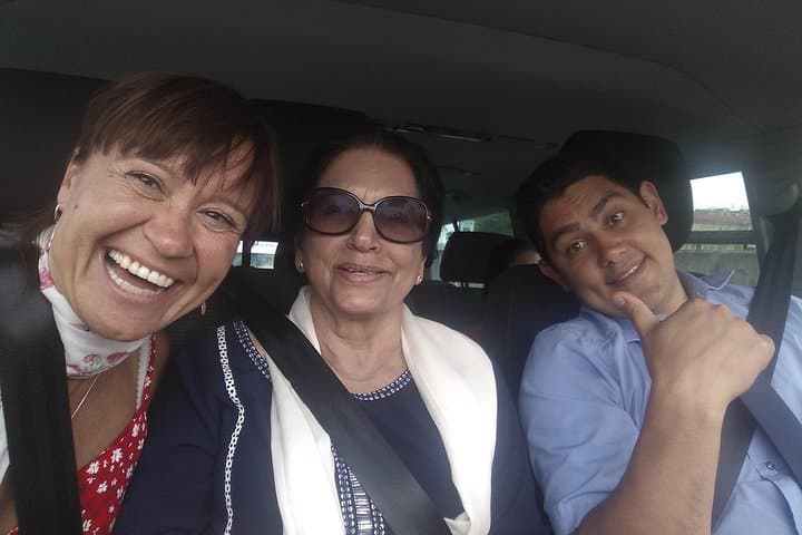 Me, my dear client and my driver in the car