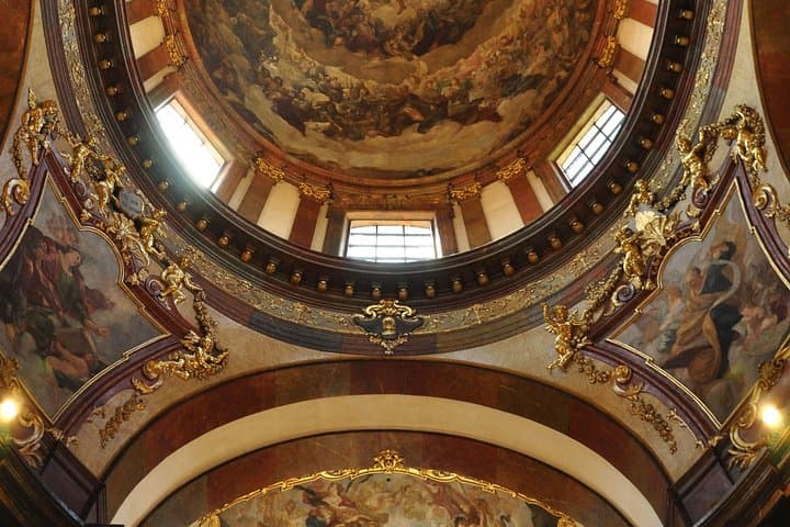Beautiful baroque frescoes in the church dome