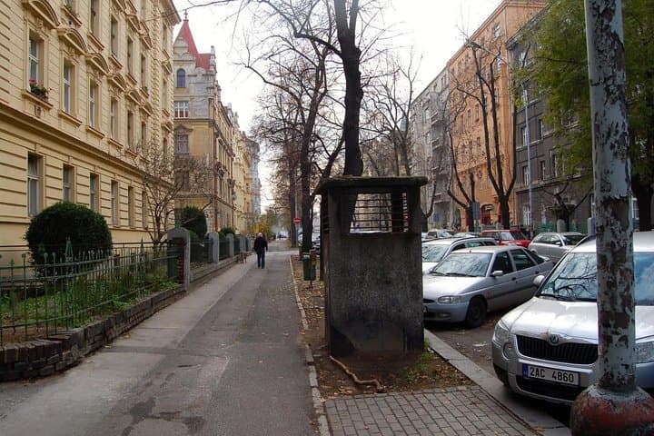 Prague residential quarter with the outlet of an old ventilation shaft.