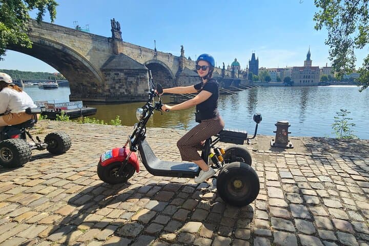 Prague Panoramic Views Live Guided Tour on Trike EBike EScooter