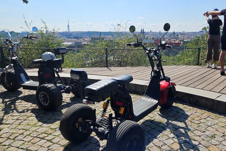 Prague Panoramic Views Live Guided Tour on Trike EBike EScooter