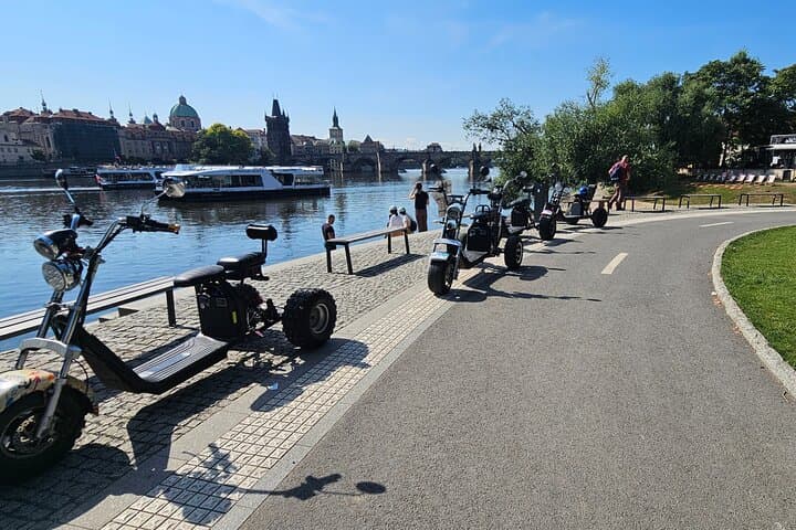 Prague Panoramic Views Live Guided Tour on Trike EBike EScooter