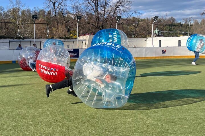 Bubble soccer in city center of Prague