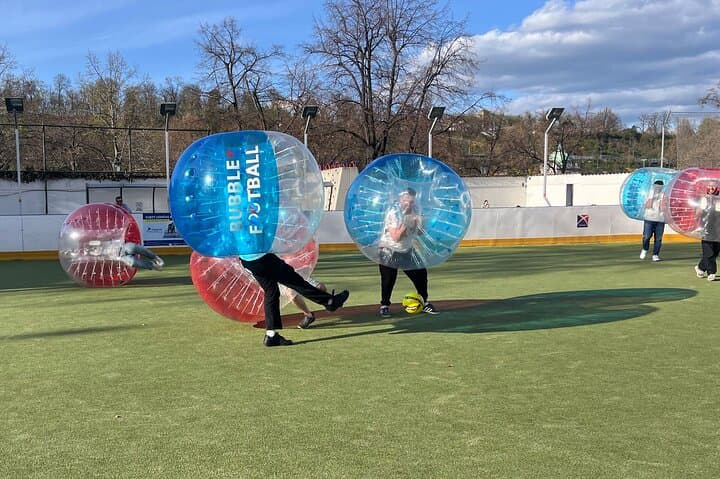 Bubble football in city center of Prague