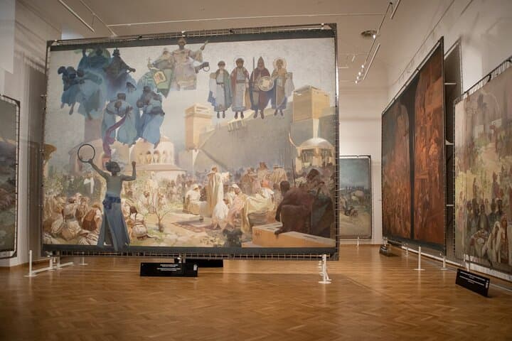 Alfons Mucha exhibition - Slavic Epopee in town Moravsky Krumlov, the Czech Republic
