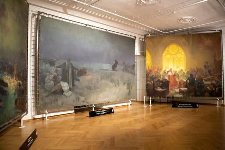 Alfons Mucha exhibition - Slavic Epopee in town Moravsky Krumlov, the Czech Republic